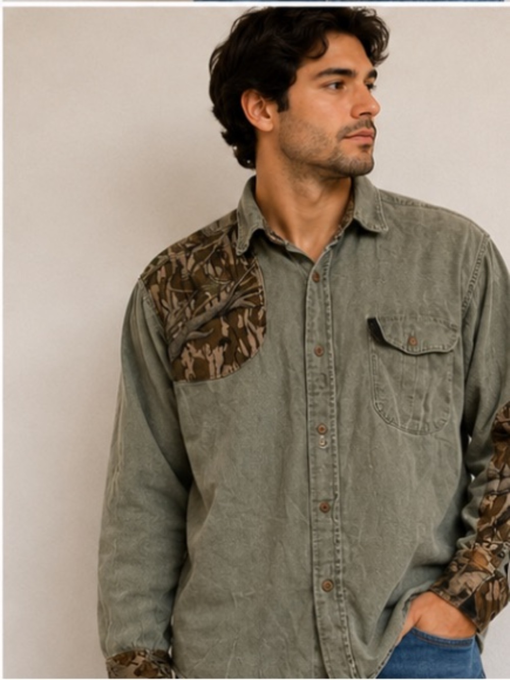 Button down shirt men’s camo large